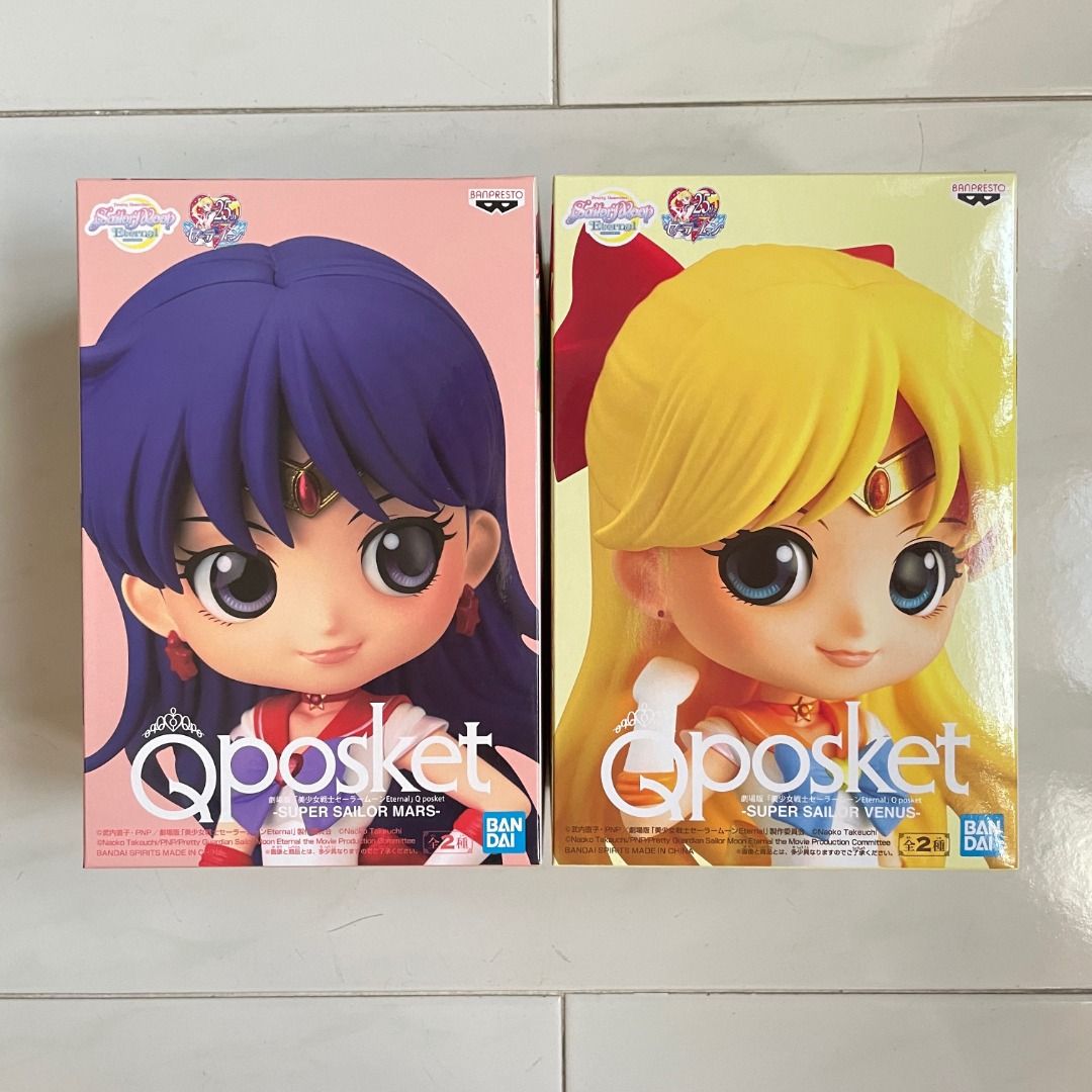 Sailor Moon Pretty Guardian The Movie Q Posket Super Sailor Mars Version A  and Super Sailor Venus Version A, Hobbies & Toys, Toys & Games on Carousell