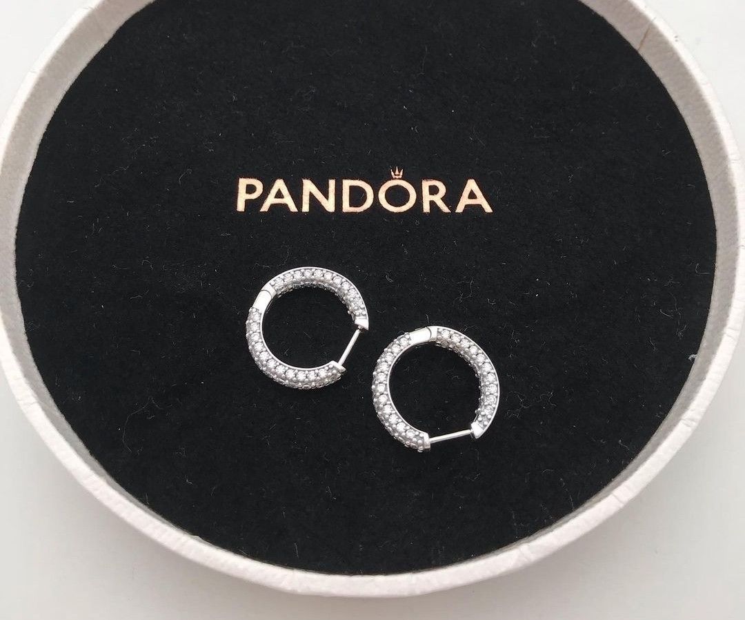 Pandora Timeless Pave Single-Row Hoop Earrings