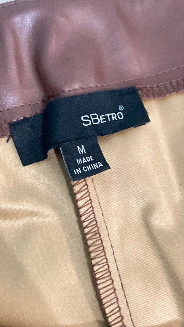 Shein Brown Leather Pants on Carousell