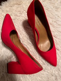 Size 4 Red Faux Suede Heels