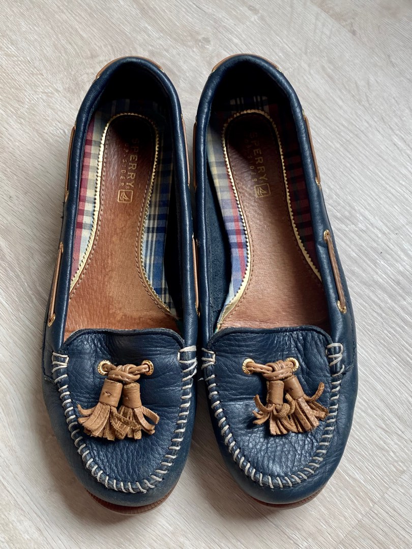 sperry leather loafers womens