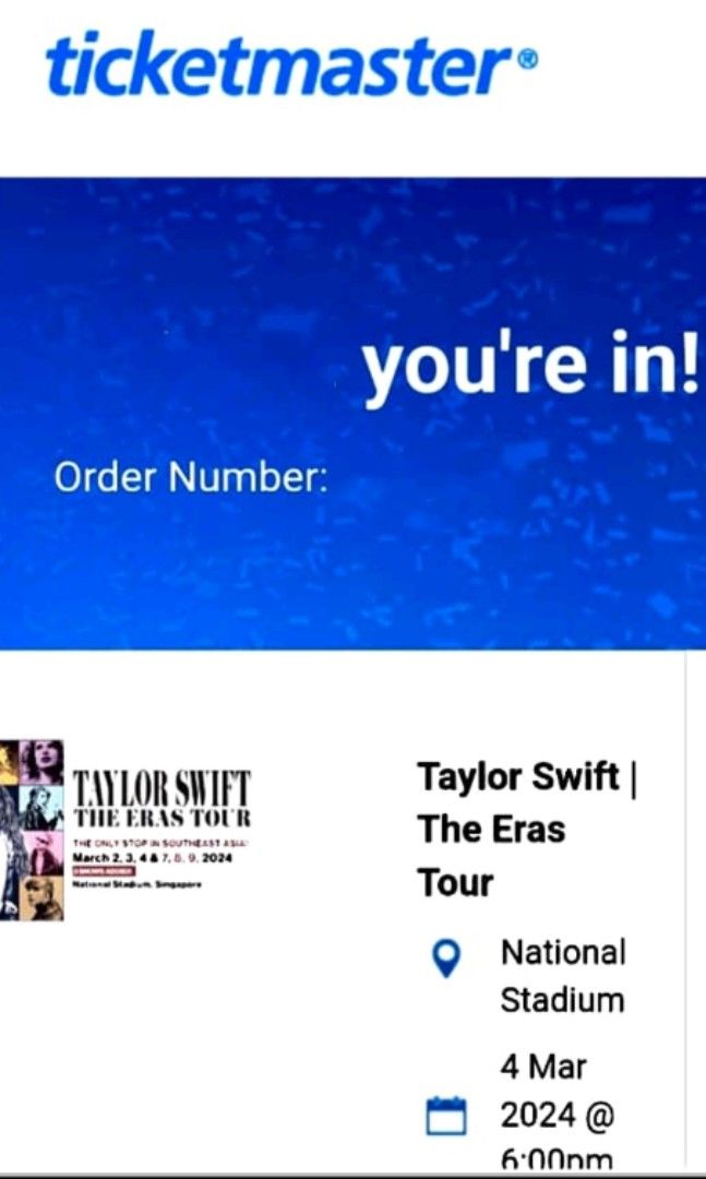 Taylor Swift ERAS Tour 2024 VIP2 4 Mar, Tickets & Vouchers, Event