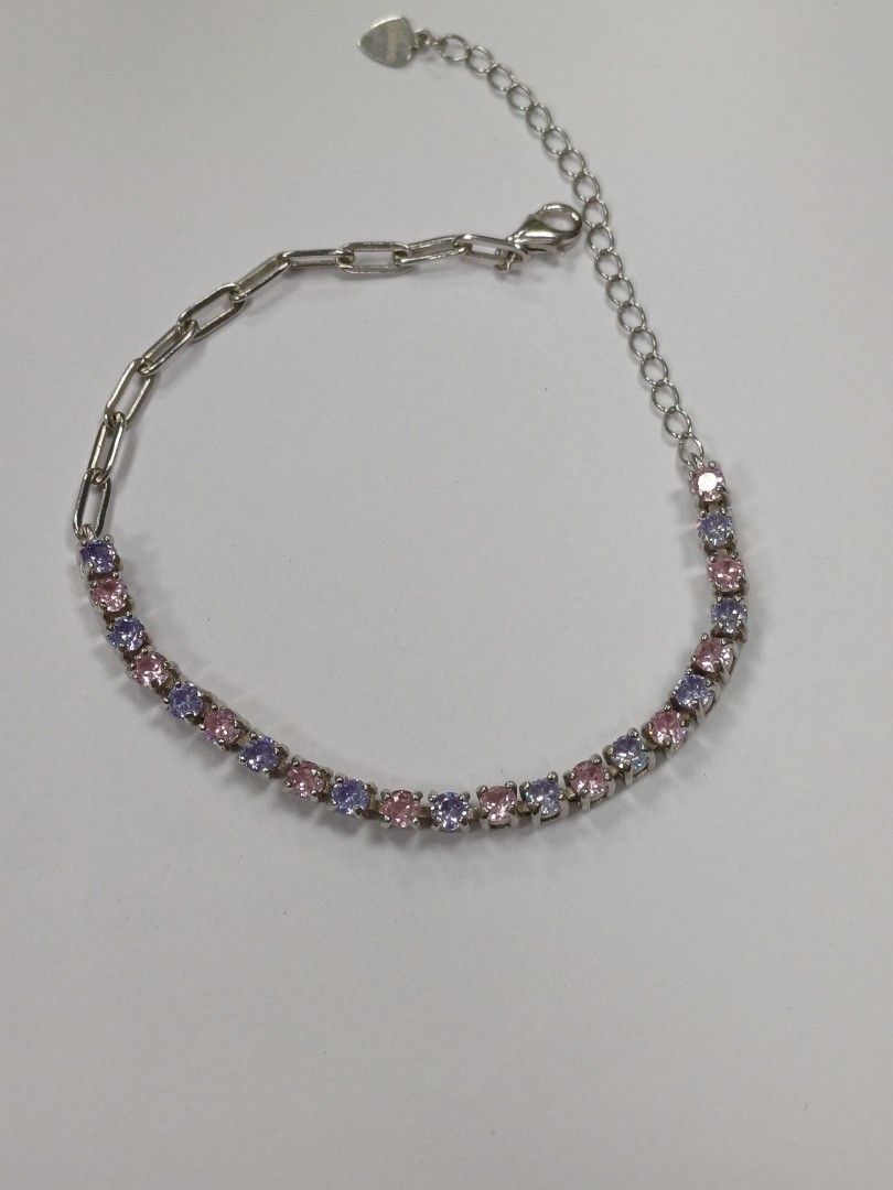 S925 Tennis bracelet pink purple moissanite Women s Fashion