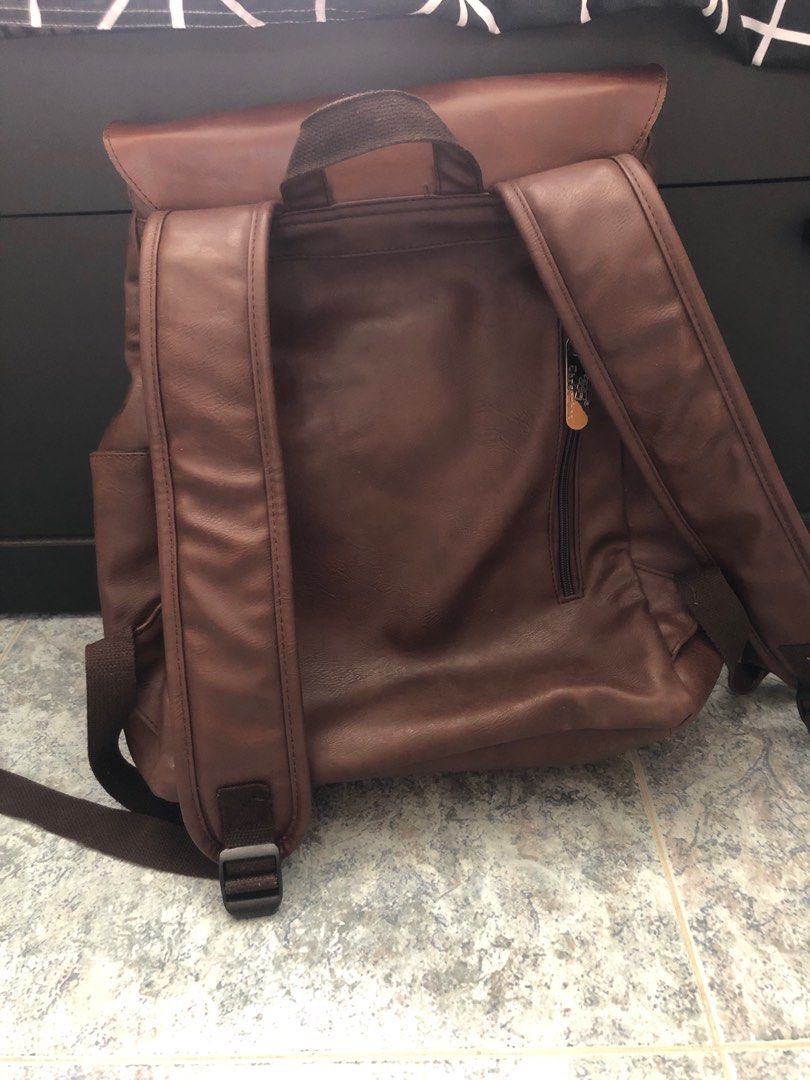 Three box leather backpack hotsell