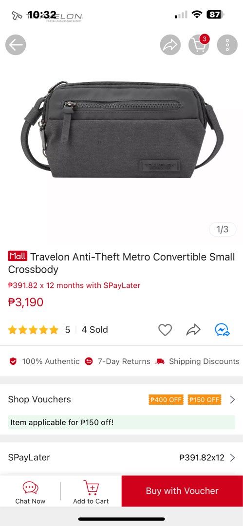 Travelon Anti-Theft Metro Convertible Sm