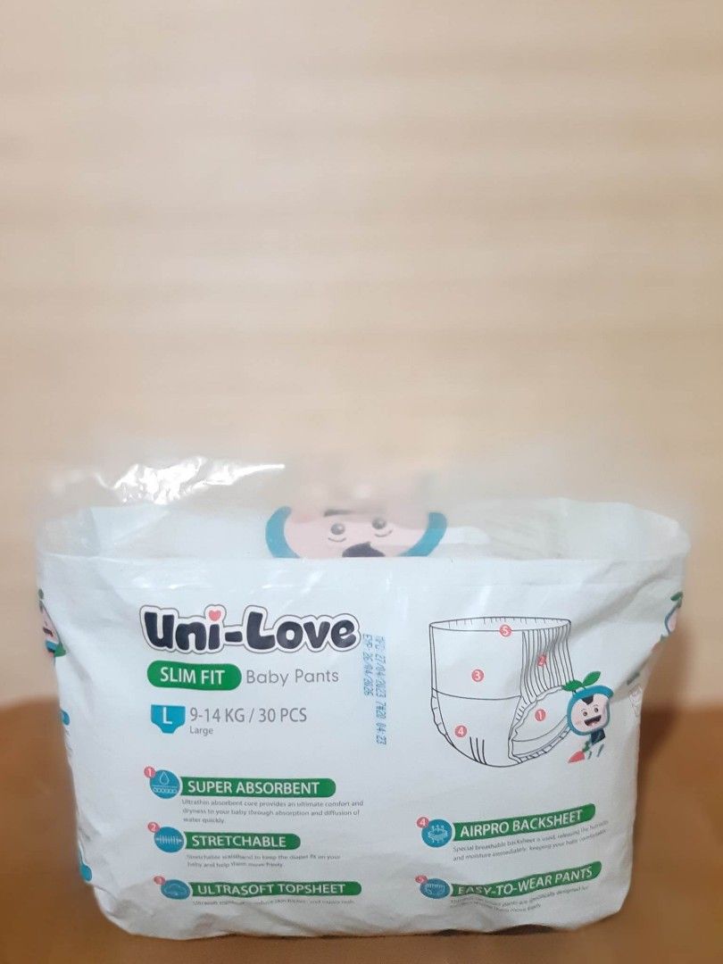 UNILOVE LARGE PANTS 30PCS. (Category: Diapers & Baby Wipes) located in Manila. Submitted by sweetieteapascua (Listing ID 1244259229, Image 2). Description: UNILOVE LARGE PANTS 30OCS-280 MANUFACTURED DATE 2023 EXPIRATION DATE 2026 PAYMENT-COD, GCASH, BANKTRANSFER.