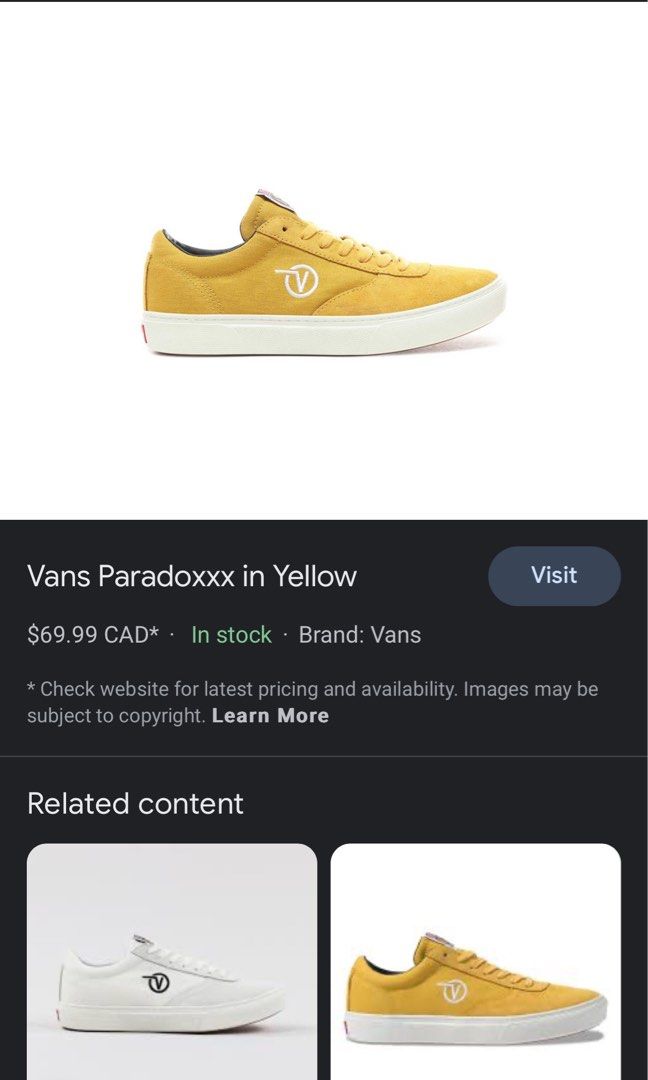 Vans paradox yellow best sale
