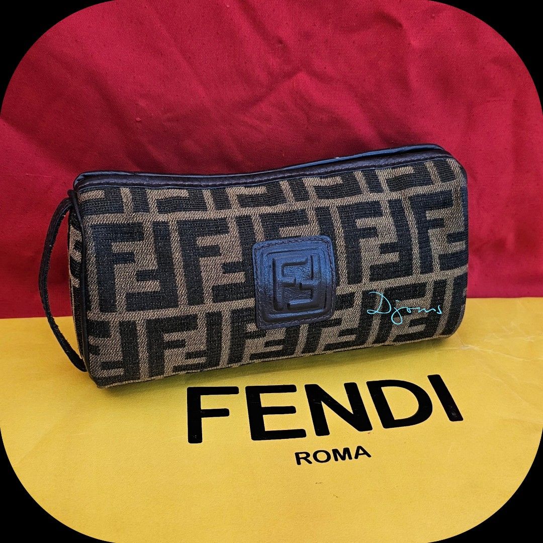 Authenticated Used Fendi FENDI Zucca pattern round vanity 2way