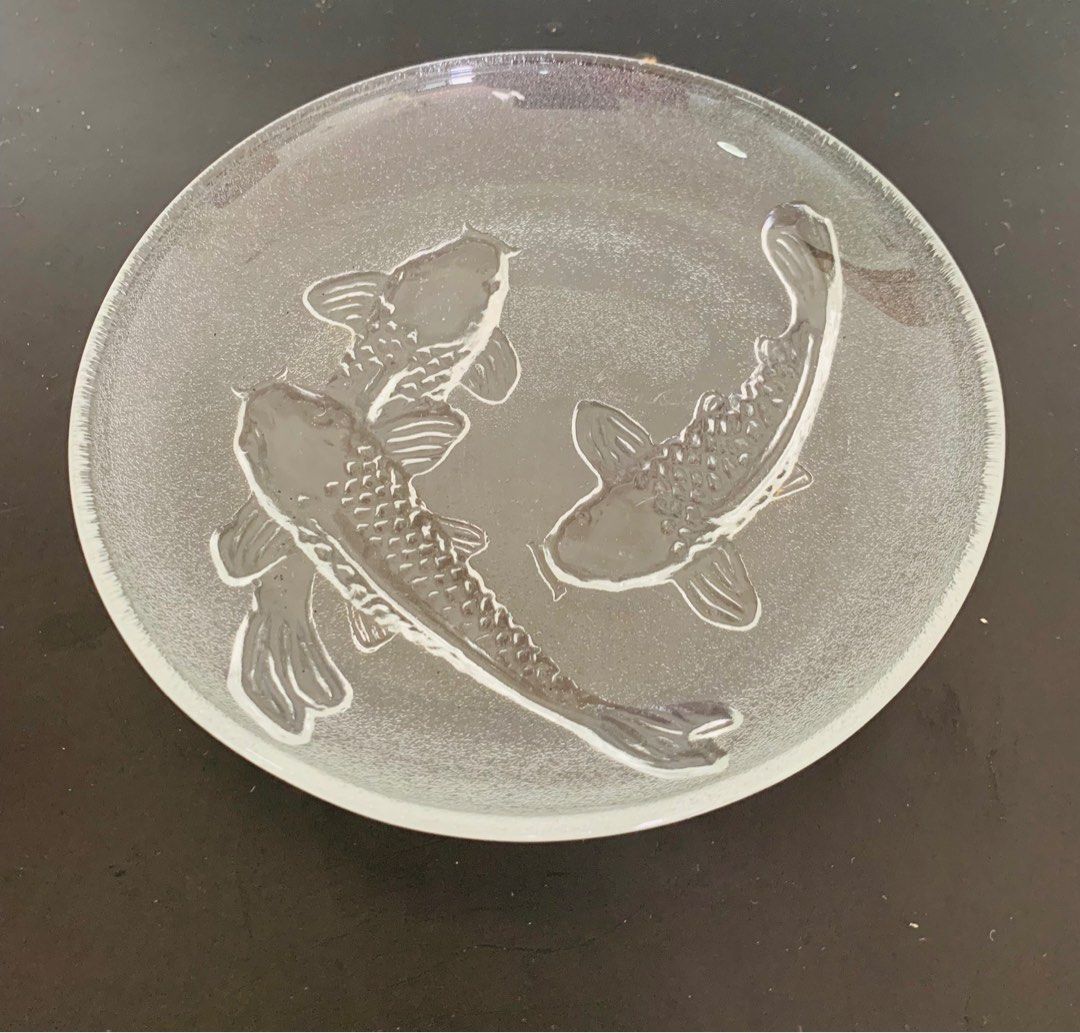 Vintage Koi Fish Glass Plate, Furniture & Home Living, Kitchenware