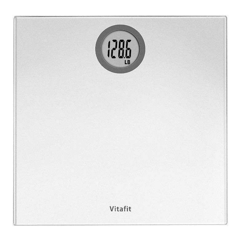 Vitafit Digital Bathroom Scales Weighing Scales with Step-On Technology,  LCD Display(Stone/kgs/lbs),Tempered Glass Silver