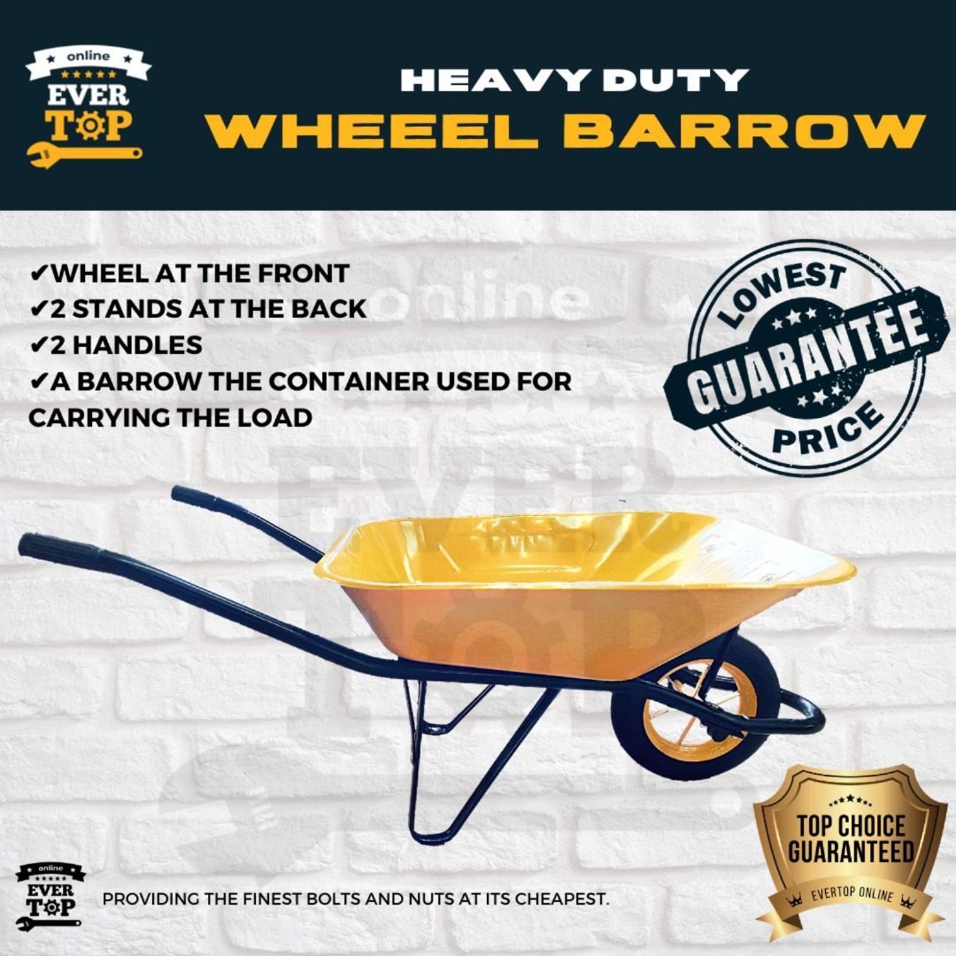 WHEEL BARROW HEAVY DUTY FOR GARDENING AND CONSTRUCTION YELLOW