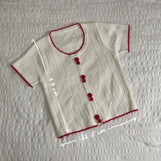 white crop top with red buttons & detailings