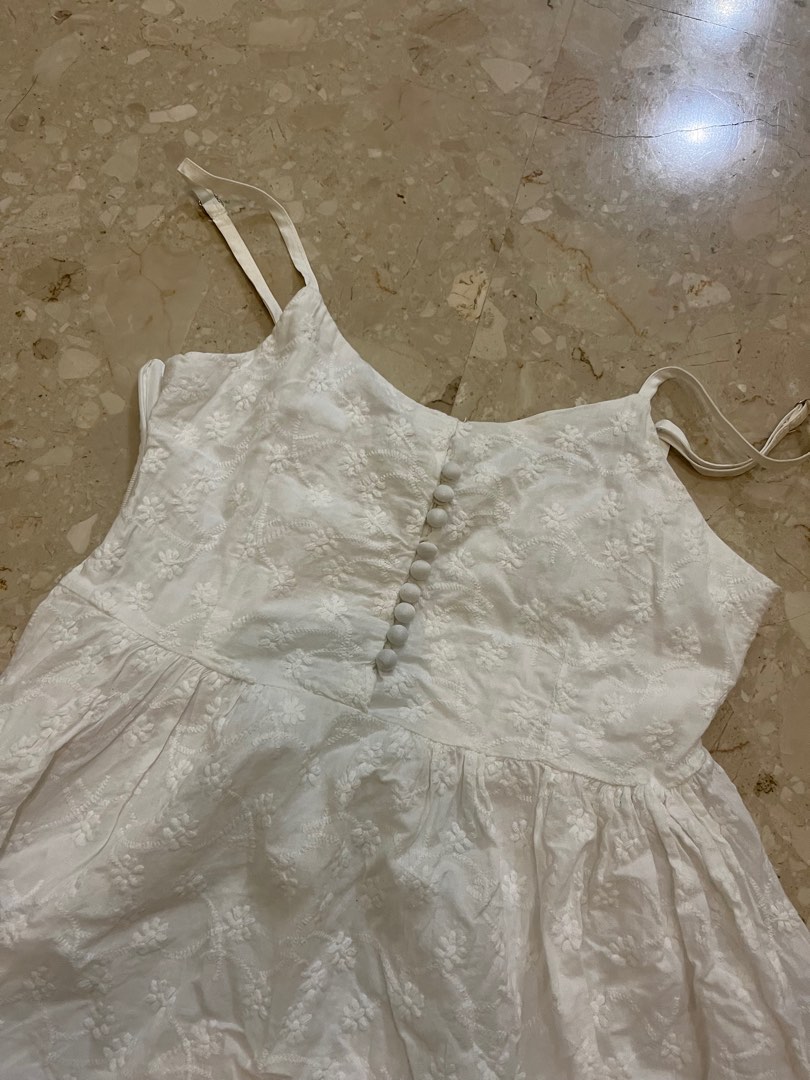 White Eyelet Off-Shoulder Back Tie Maxi Dress