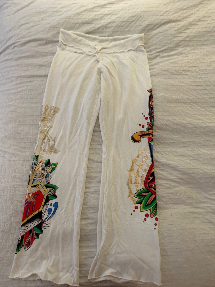 white low waited christian audigier pants