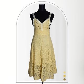 Yellow Lace Midi Dress