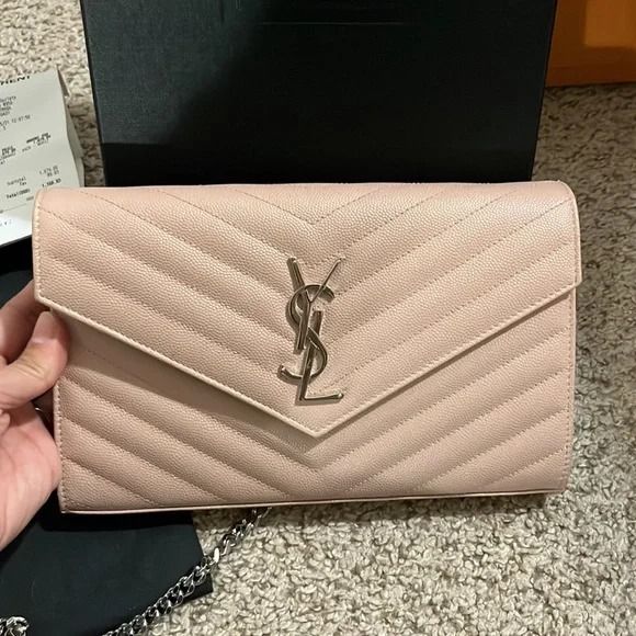 YSL wallet on chain in Beige, Luxury, Bags & Wallets on Carousell