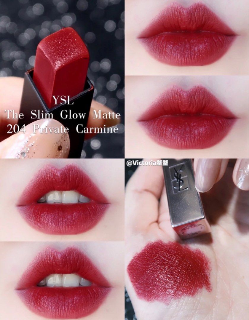 YSL THE SLIM GLOW MATTE 204 Private Carmine Beauty Personal Care Face Makeup on Carousell