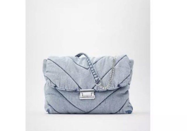 Zara denim bag, Fesyen Wanita, Tas Dompet di Carousell