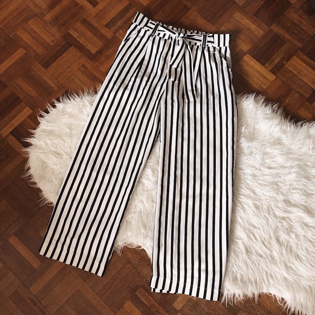 Zara Striped Pants, Women's Fashion, Bottoms, Other Bottoms on Carousell
