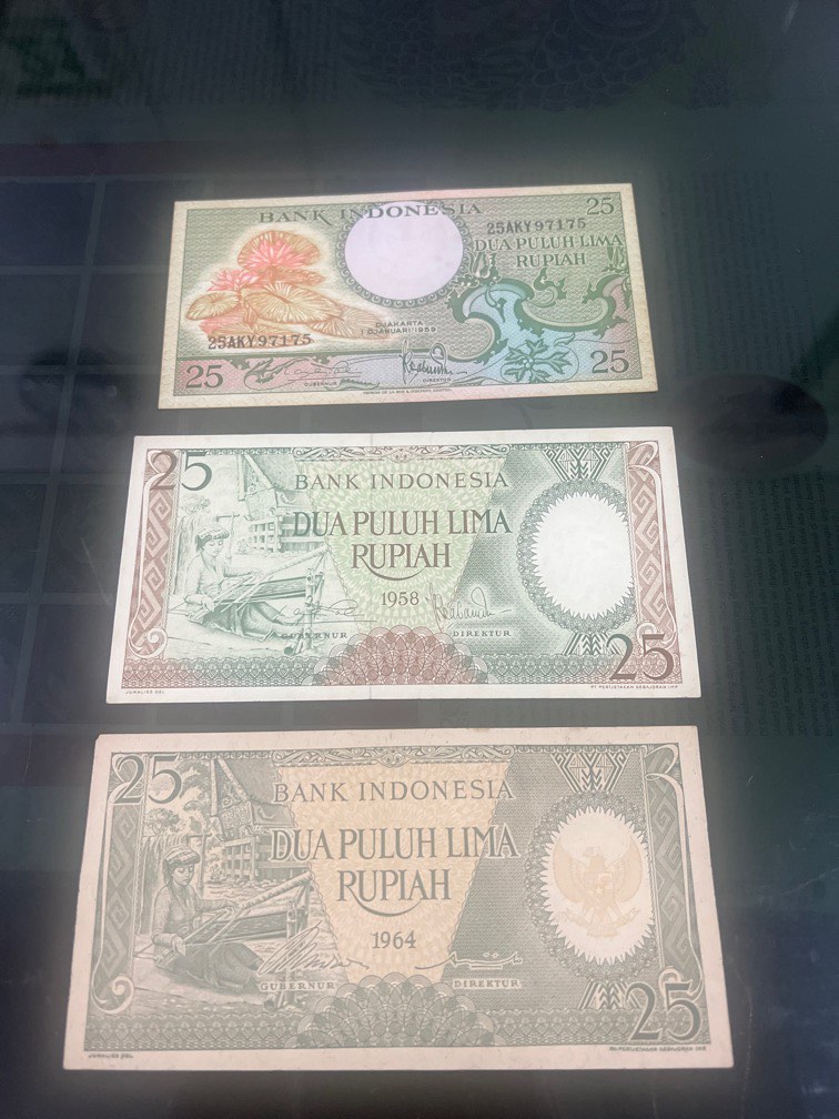 1959-1964 Indonesia 25 Rupiah notes, Hobbies & Toys, Memorabilia ...