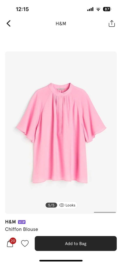 H and m pink sale blouse