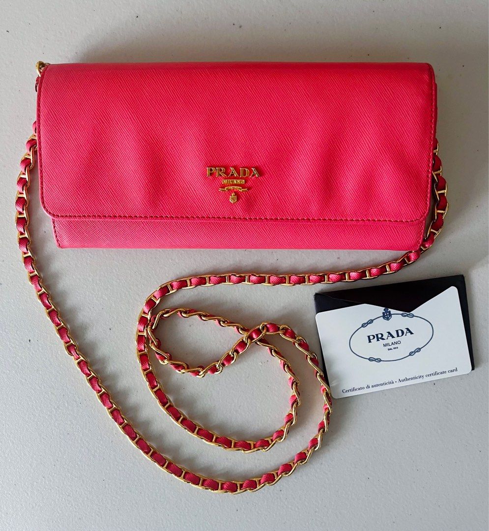 Prada sling original hot pink, Luxury, Bags & Wallets on Carousell