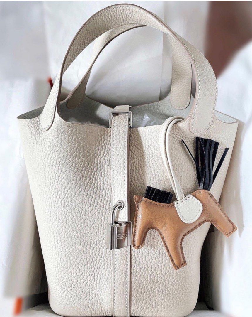 AUTHENTIC HERMES PICOTIN LOCK 18 CRAIE CLEMENCE IN PHW