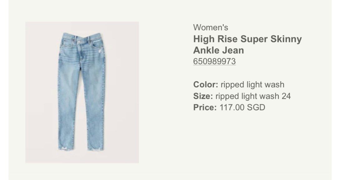 Women's High Rise Super Skinny Ankle Jean