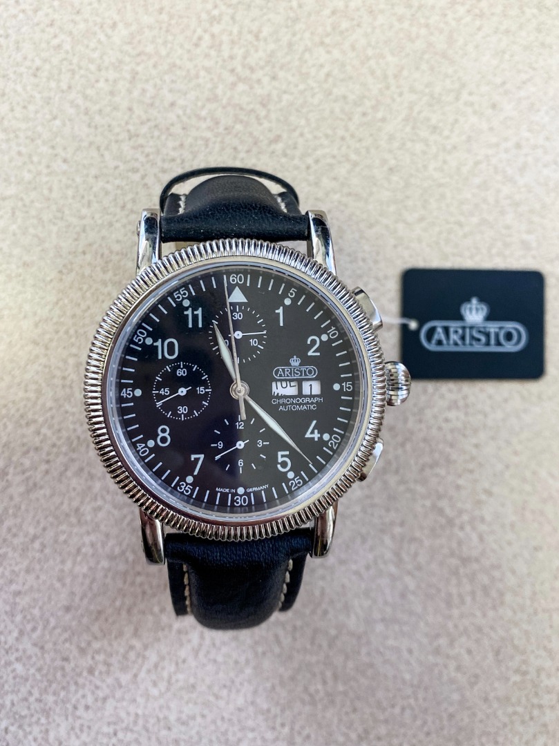 Aristo Watch 5 ATM Chrono Stainless Steel with Leather Strap