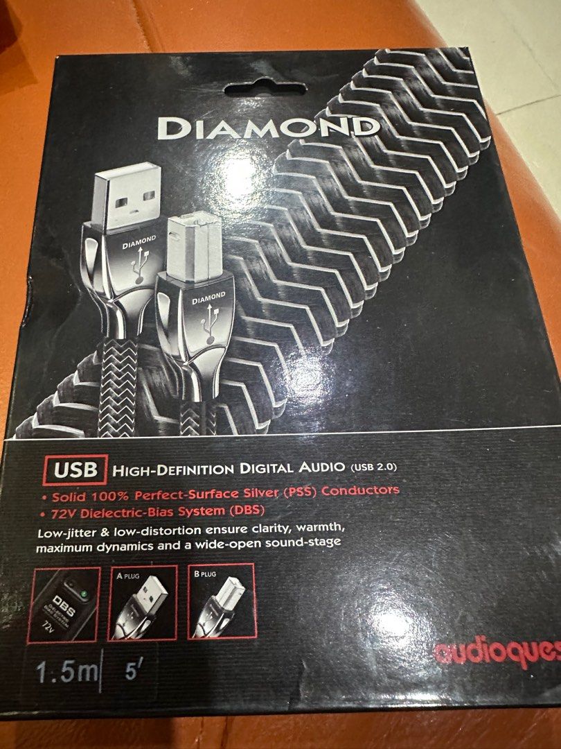 Audioquest Diamond USB A to B(1.5 m), 音響器材, 其他音響配件及設備