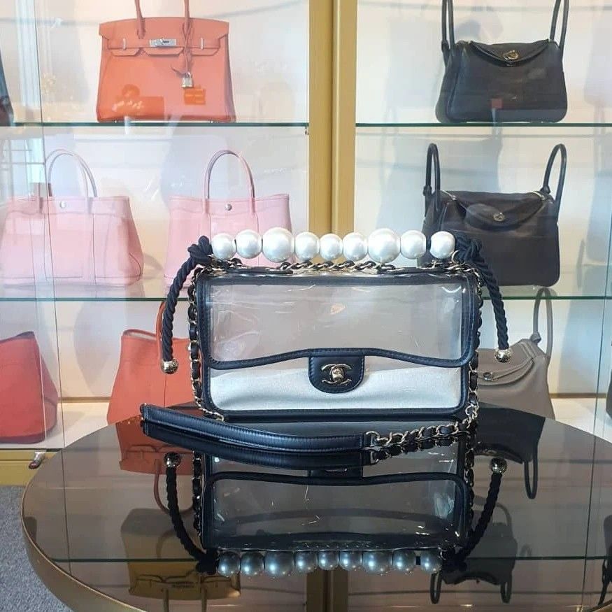 Clear chanel cheap bag with sand