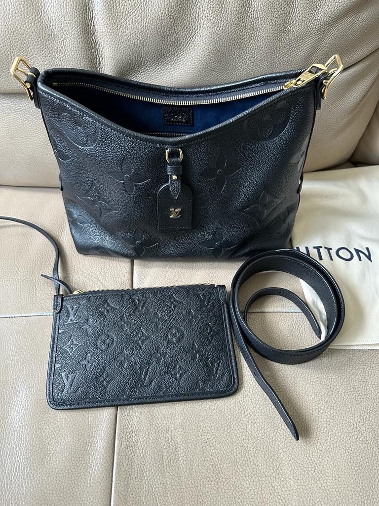 Authentic Louis Vuitton Black Monogram Empreinte Leather Carryall PM Bag