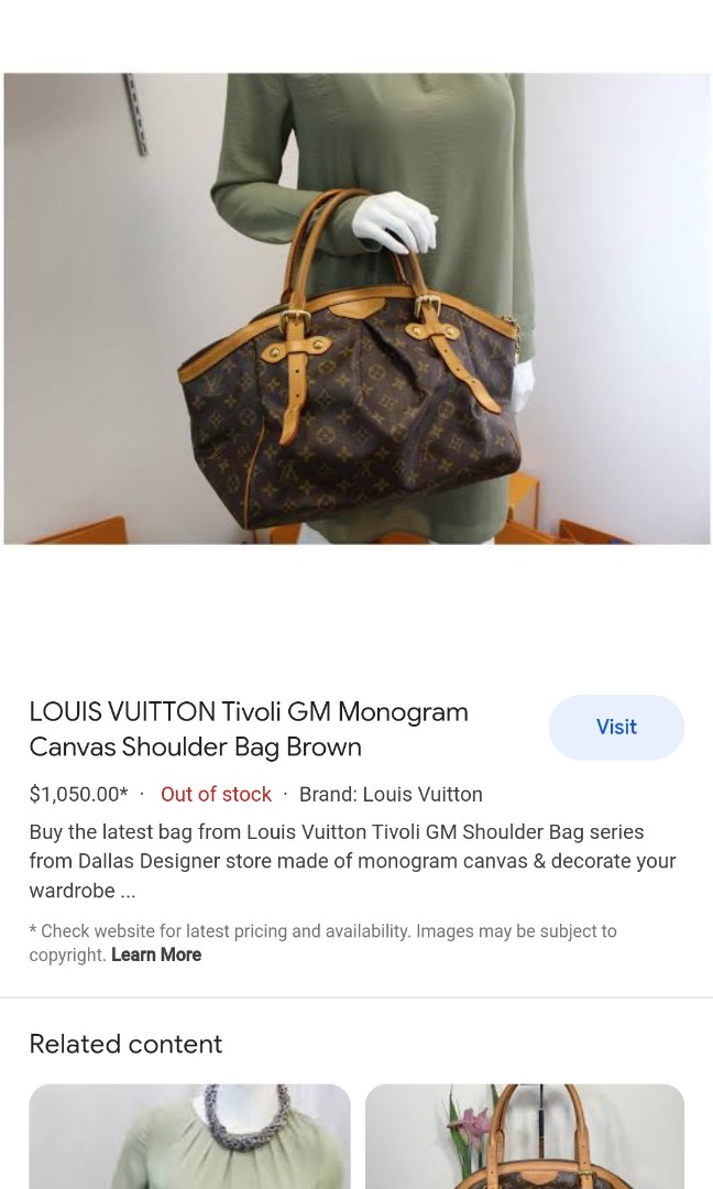 LOUIS VUITTON Tivoli GM Monogram Canvas Shoulder Bag Brown