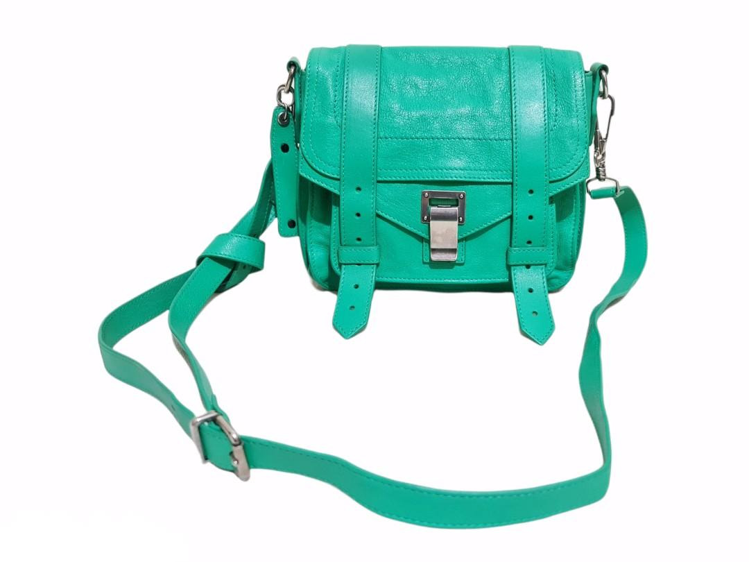 AUTHENTIC PROENZA SCHOULER PS1 GREEN LEATHER MINI POUCH LUX SLING ...