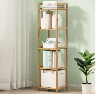Bamboo Wooden Bookshelf Open Shelf Storage