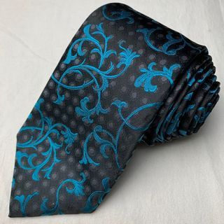 Black Blue Floral Necktie