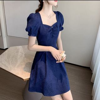 Blue Puffy Sleeve Dress