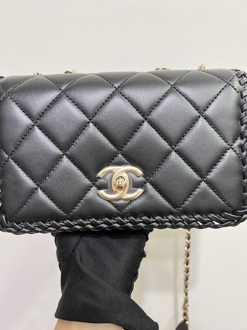 🖤BN below RP🖤Chanel 23S Small Flap Bag with Braided Edge Black Lambskin  GHW/ Microchipped 2023, Luxury, Bags & Wallets on Carousell