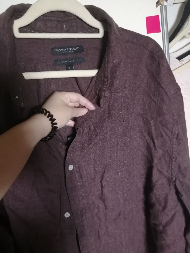 Bnwt Brown Plus Sized Linen Shirt, Men'S Fashion, Tops & Sets, Formal  Shirts On Carousell