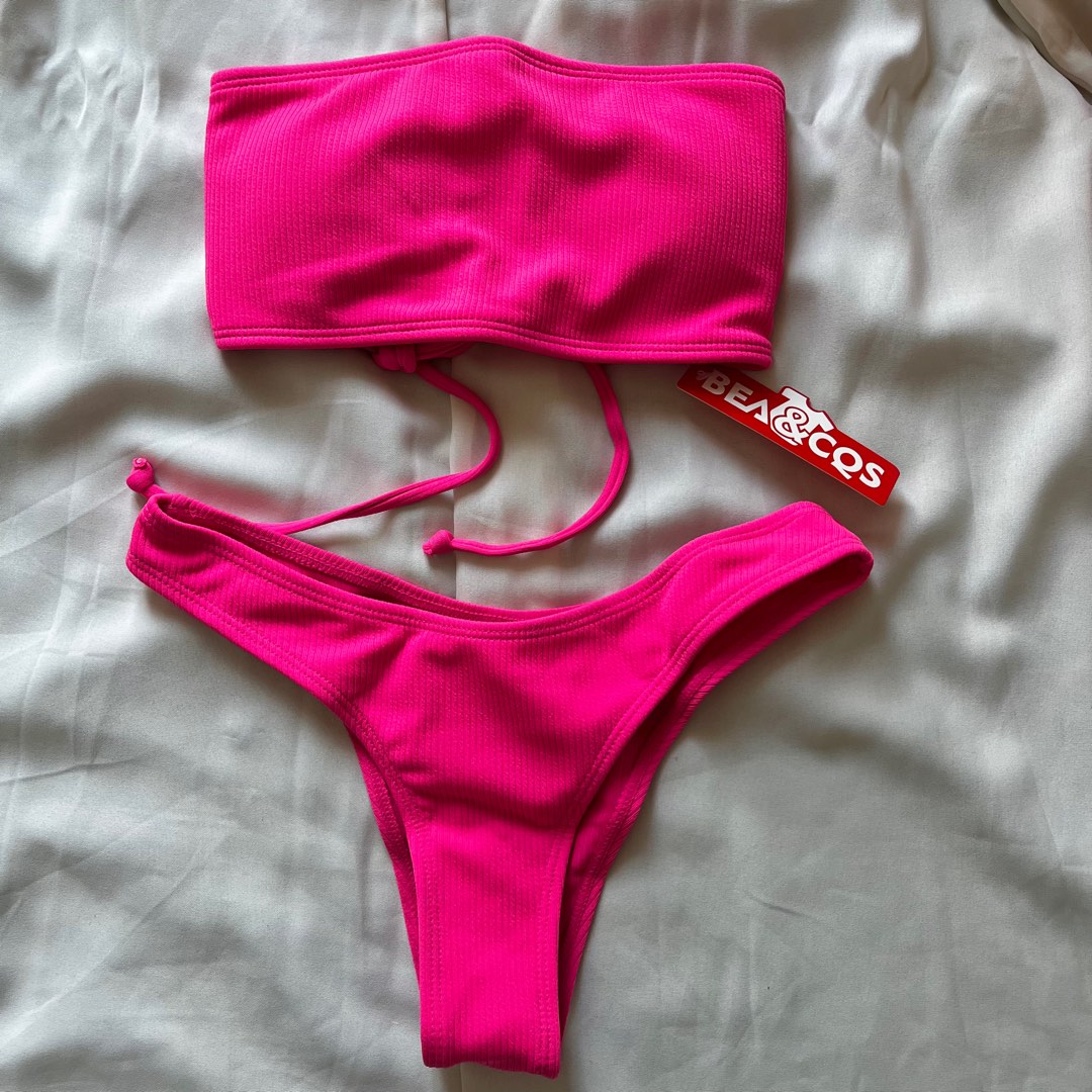 Brand New Tube Neon Pink Bikini Swimsuit on Carousell