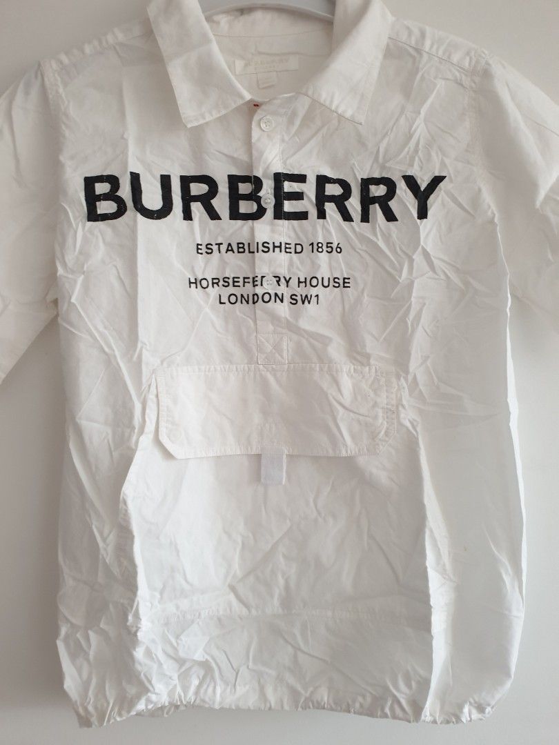 Burberry Logo Name White Top Blouse