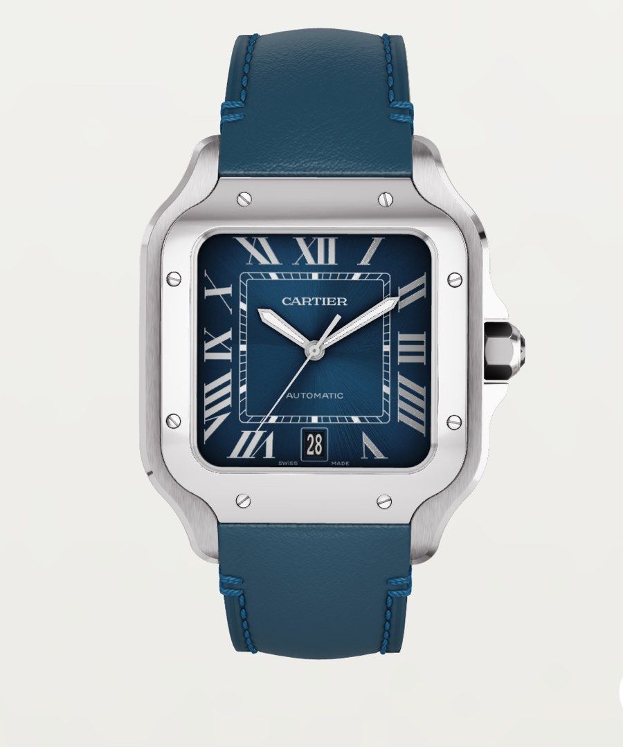 Cartier santos 100 blue dial outlet