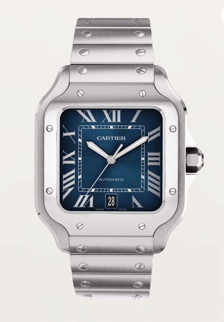CARTIER SANTOS LARGE Gradient Blue Dial Luxury Watches on Carousell