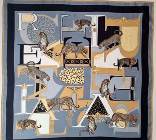 CARTIER silk grey panther scarf
