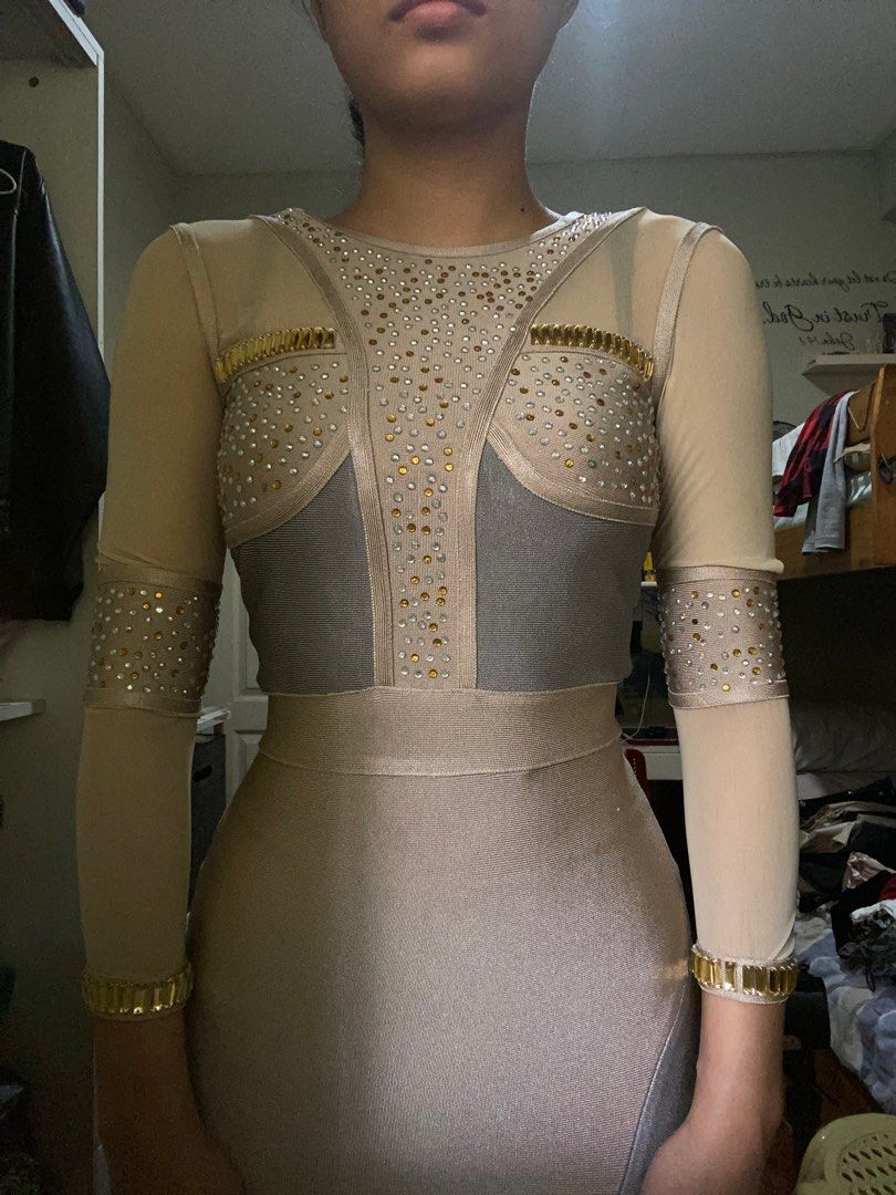 Celeb boutique crystal bandage dress