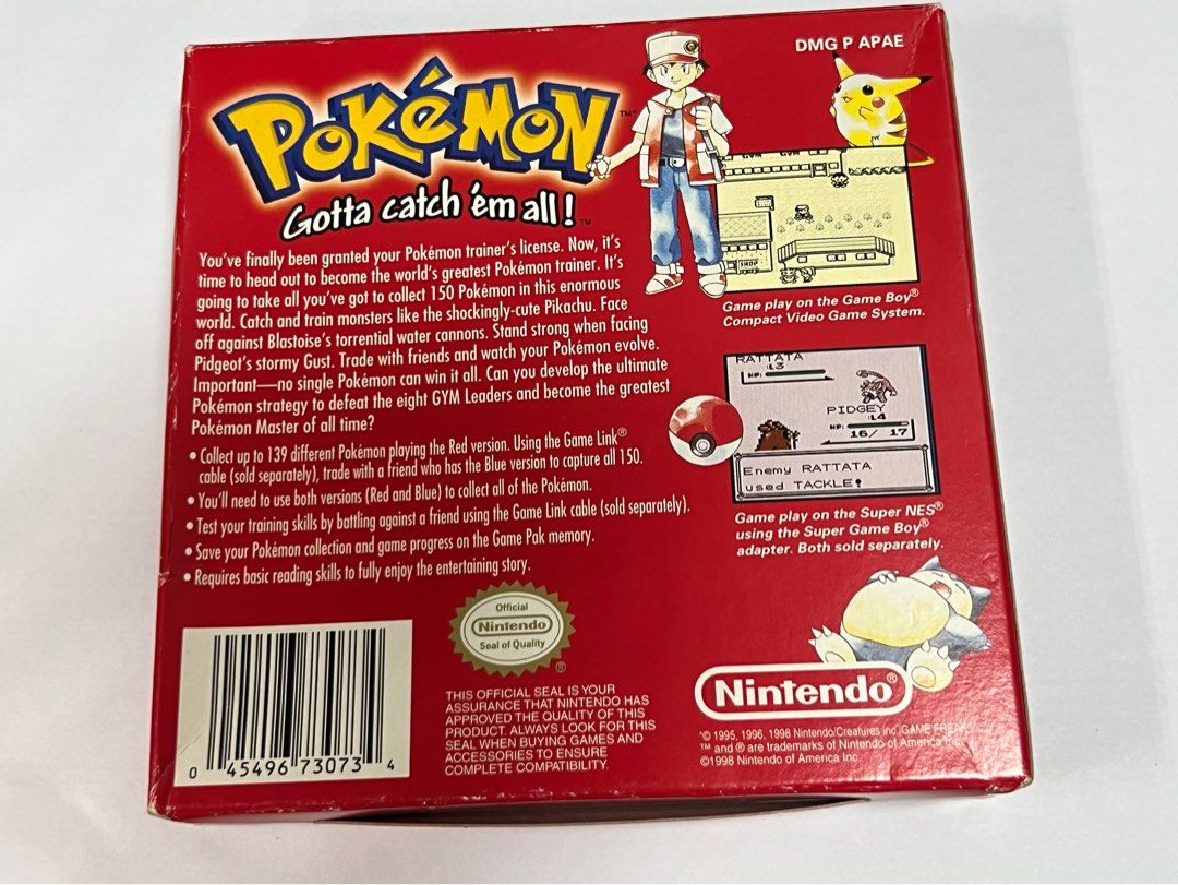 CIB Pokemon Red Version for Gameboy/ Gameboy Advance, Video Gaming ...