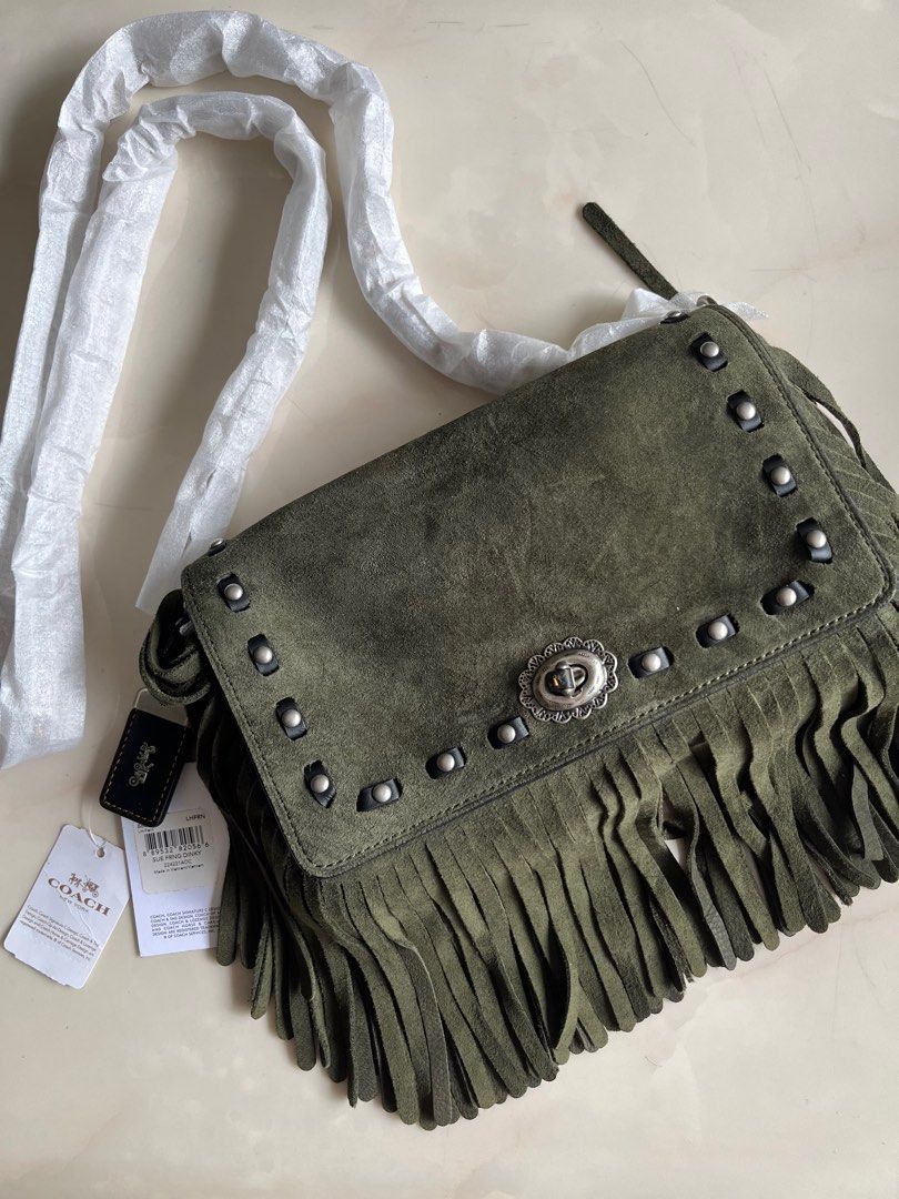 Coach suede fringe bag on sale