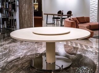 FENDI White Round Croco Leather Dining Table