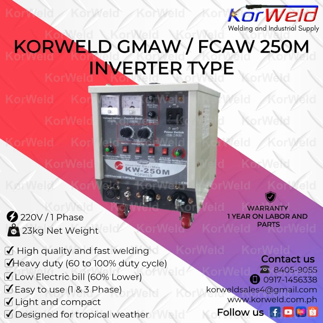 GMAW/FCAW Welding Machine Korweld 250A Inverter Type Set