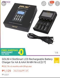 GOLISI BATTERY CHARGER FREE 3 BATTERY CASE FOR 2A